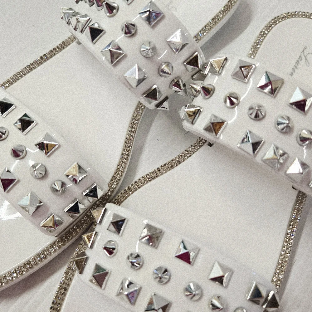 Lauren Lorraine White Studded Sandals